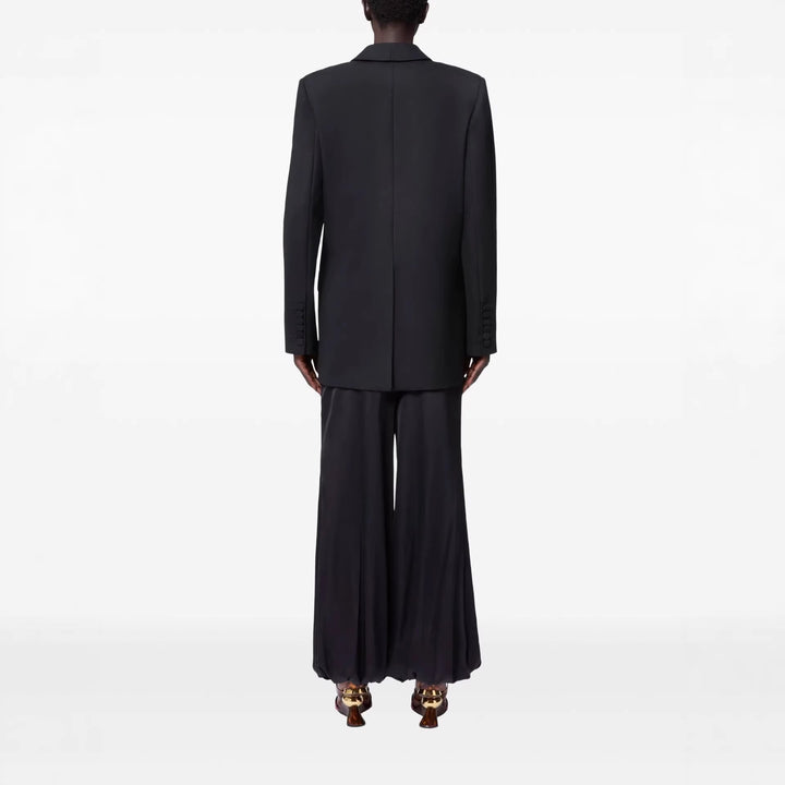 Damen Oversized Smoking-Longblazer mit tiefem Schalkragen und verlängerter Schulterlinie Echoarchiv