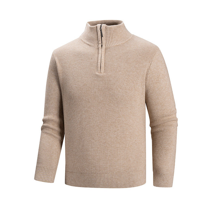 Herren modischer Strickpullover mit halbem Reißverschluss und strukturiertem Muster Echoarchiv
