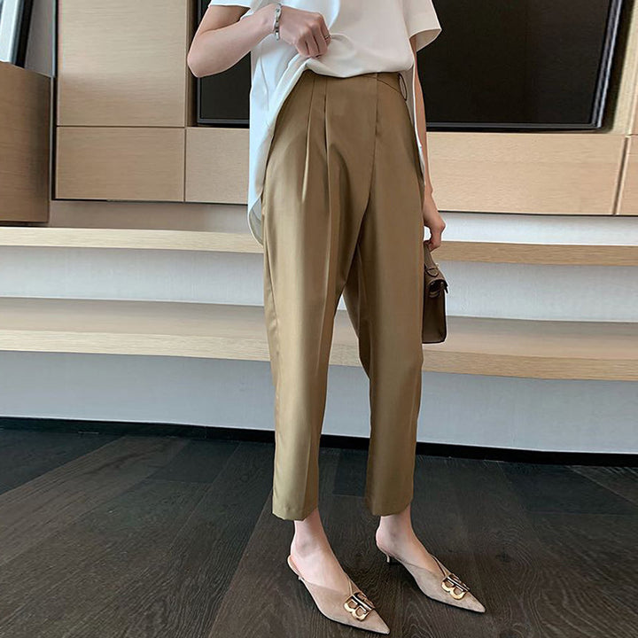 Damen Elegante Hochtaillierte Stoffhose Echoarchiv
