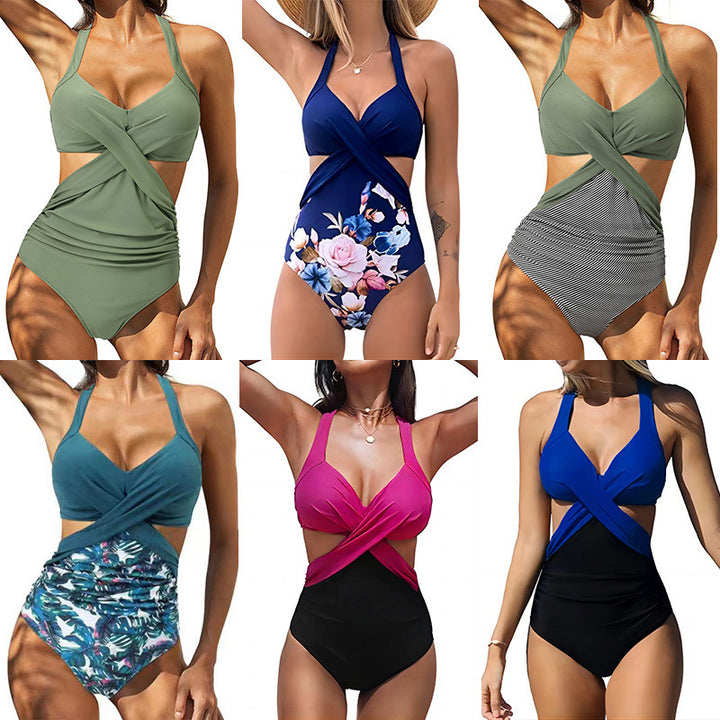 Damen Einteiler Badeanzug mit elegantem Wickeldesign und kreativen Cut-Outs Echo Archiv