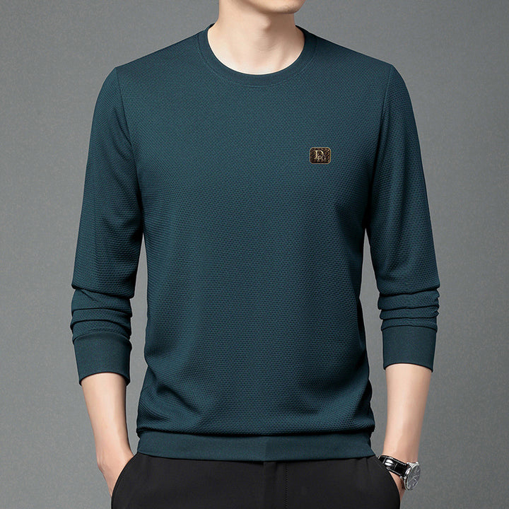Herren hochwertiger Rundhals-Pullover mit strukturiertem Gewebe und modischem Design Echoarchiv