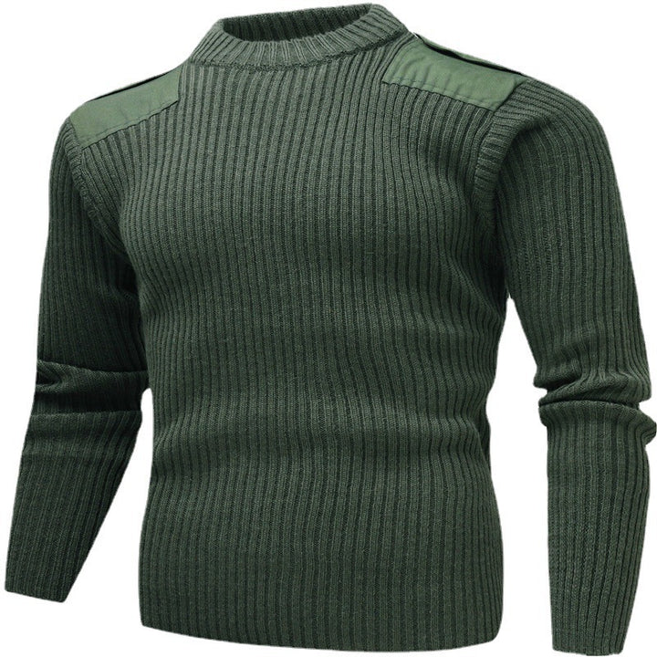 Herren Strickpullover mit V-Ausschnitt und dekorativen Schulterdetails Echoarchiv