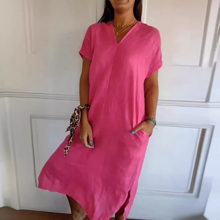 Damen luftiges Leinenkleid mit praktischen Seitentaschen Echoarchiv