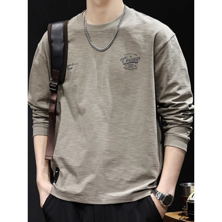 Herren Langarmshirt aus Baumwollmix mit subtiler Waschstruktur und Rundhalsausschnitt Echoarchiv