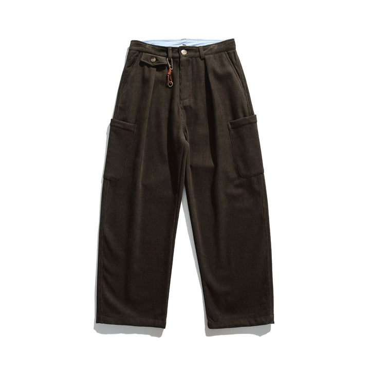 Herren Cord‑Cargo‑Hose mit hoher Taille, weitem Bein und aufgesetzten Pattentaschen Echoarchiv
