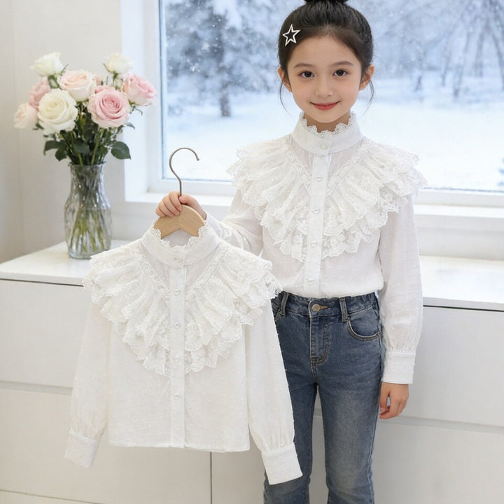Mädchen elegante Rüschenbluse mit feinen Details Echo Archiv