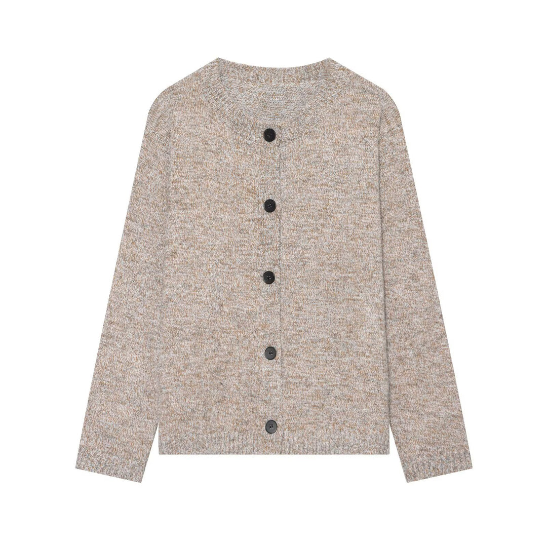 Damen Grobstrick-Cardigan mit Rundhalsausschnitt und Knopfleiste Echo Archiv