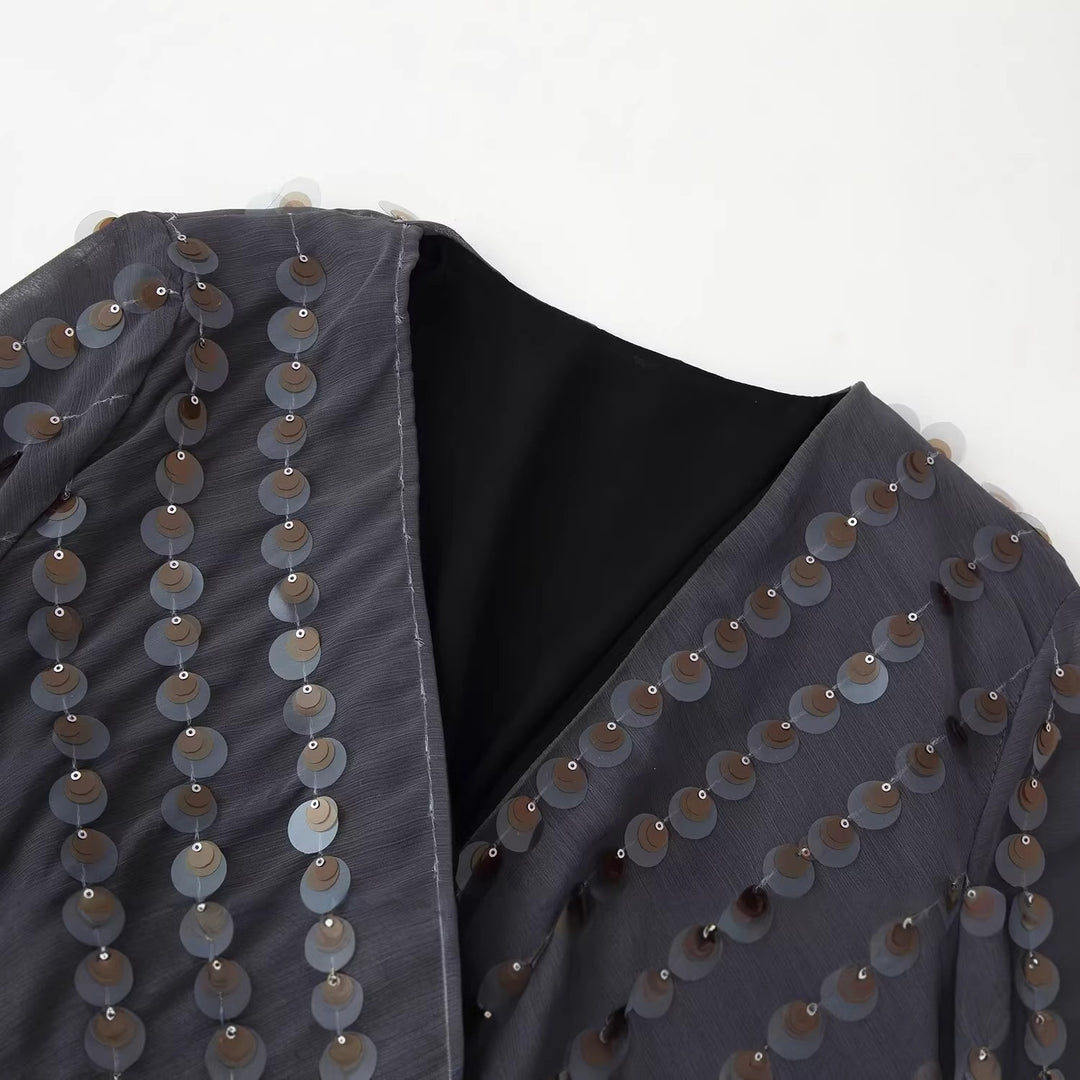 Damen Glamouröses Body mit glitzernden Pailletten und Wickeldesign Echo Archiv