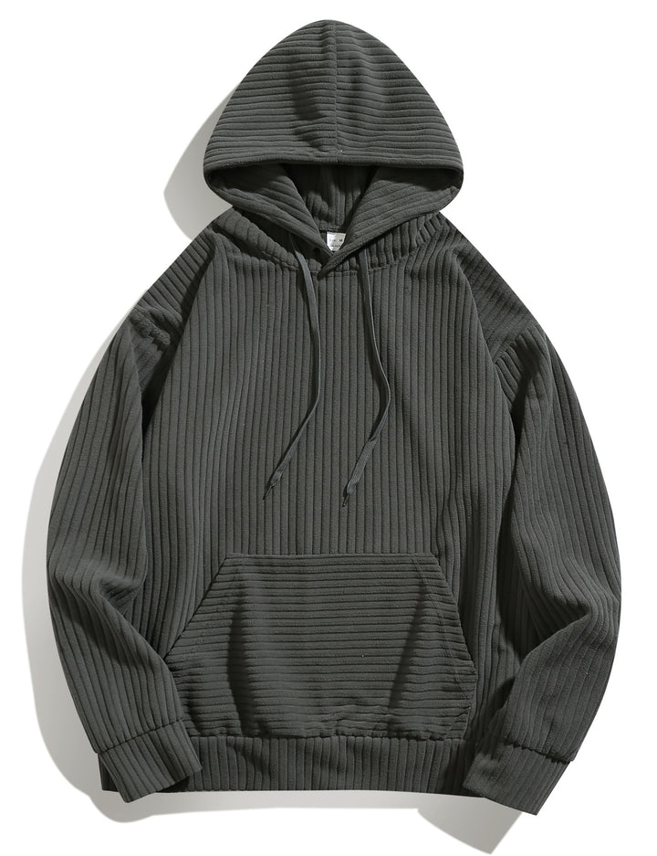 Herren lässiger Kapuzenpullover mit geripptem Design und praktischen Taschen Echoarchiv
