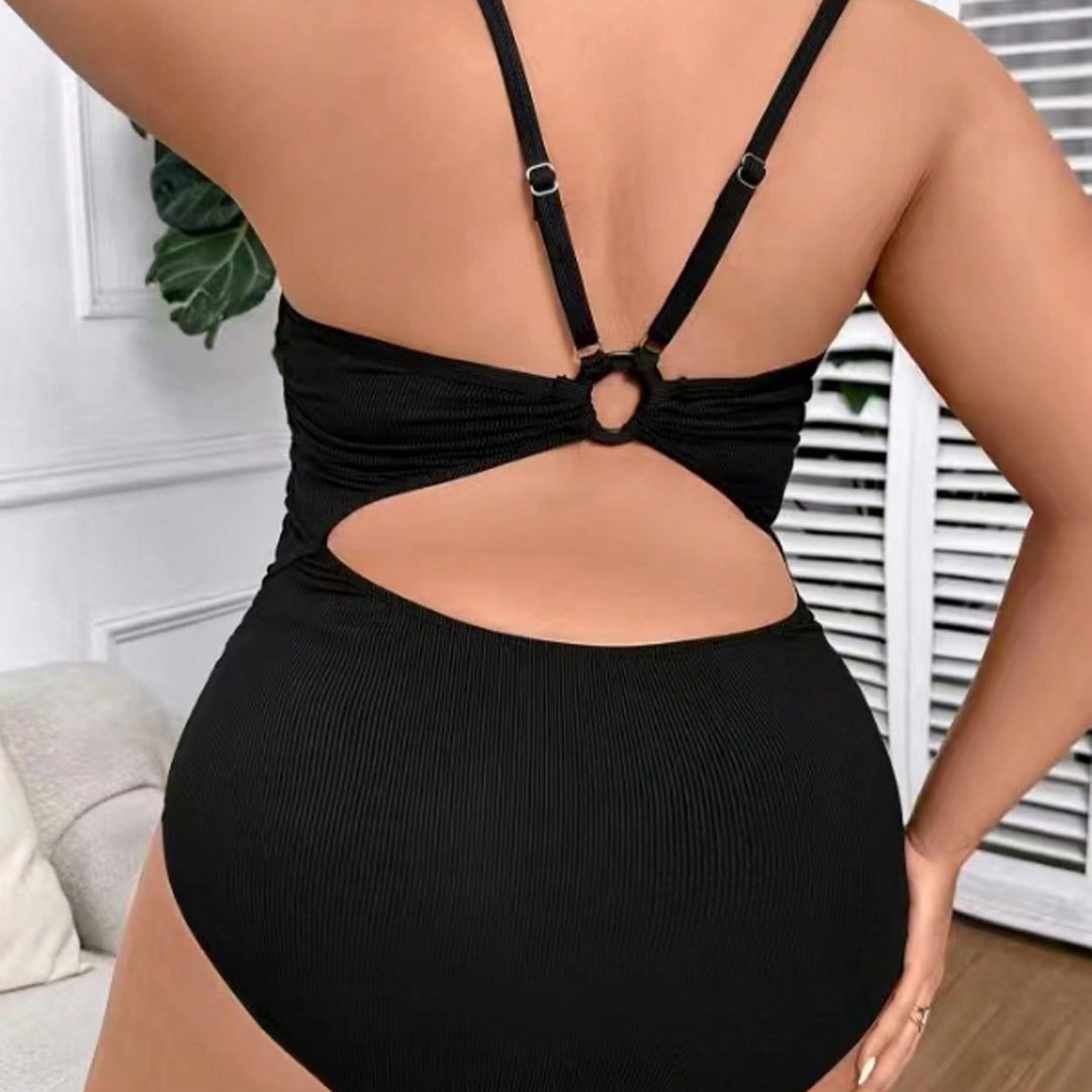Damen Einteiler Badeanzug mit raffiniertem Rippenmuster Echo Archiv