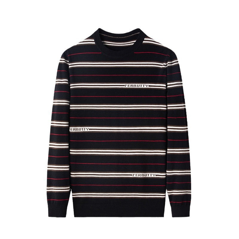 Herren modischer Strickpullover mit Streifenmuster und Rundhalsausschnitt Echoarchiv