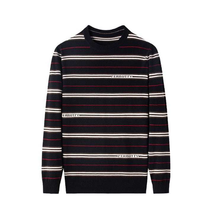 Herren modischer Strickpullover mit Streifenmuster und Rundhalsausschnitt Echoarchiv