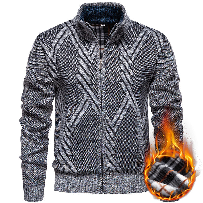 Herren sportliche Strickjacke mit modernem Zopfmuster Echoarchiv