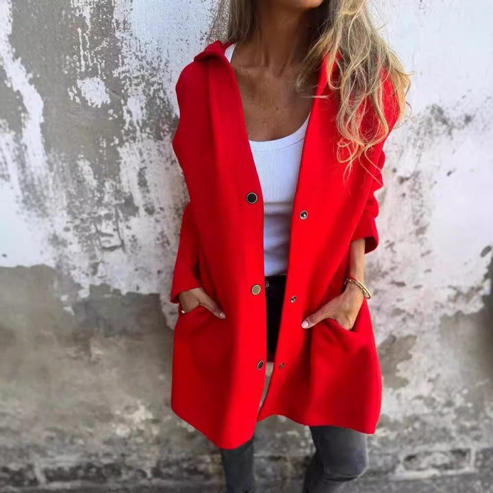 Damen Midilanger Oversize-Mantel aus Wollmix mit klarer Knopfleiste und minimalistischem Revers Echo Archiv