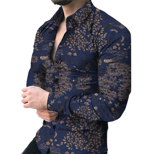 Herren Kurzarmhemd mit elegantem floralen Druck und schmalem Schnitt Echoarchiv