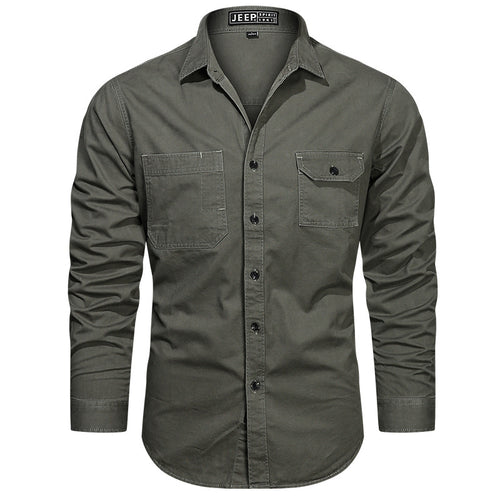 Herren nan langärmliges Baumwoll-Twill Fieldhemd mit Klappbrusttaschen und taillierter Passform Echo Archiv