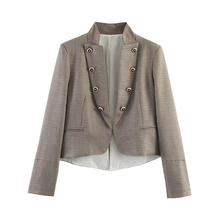 Damen Kurzblazer mit Stehkragen, doppelreihiger Zierknopfleiste und taillierter Silhouette Echo Archiv