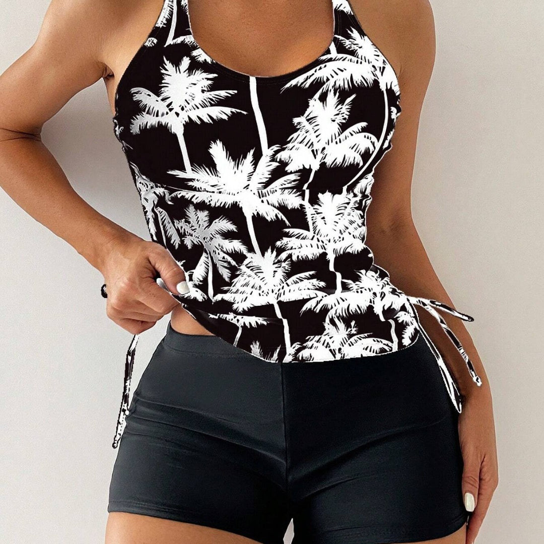 Damen Sportliches Tankini-Set mit verstellbaren Seitenschnüren Echo Archiv