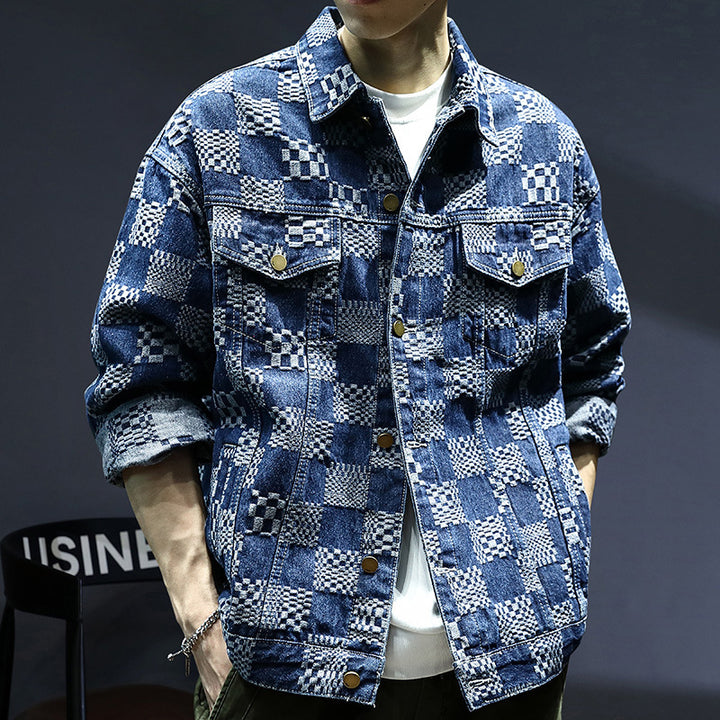 Herren Lässige Denimjacke mit kreativen Mustern Echoarchiv