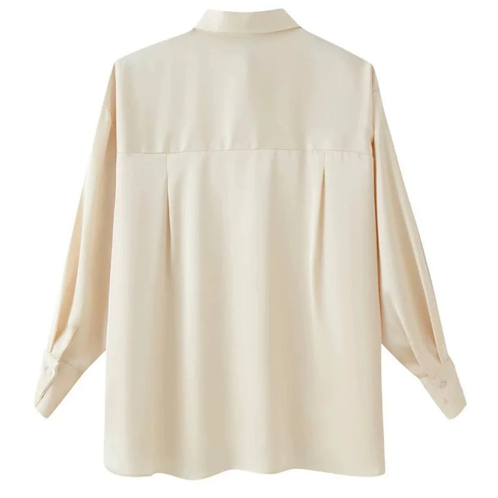 Damen Zweiteiliges seidig‑fließendes Lounge‑Set mit Oversize‑Hemd und hochtaillierter Hose mit weitem Bein Echo Archiv