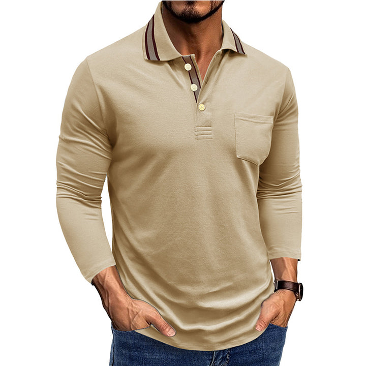 Herren Langarm-Polohemd mit strukturiertem Kragen und eleganten Knopfdetails Echoarchiv