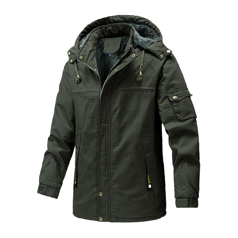 Herren Canvas-Parka mit Sherpa-Innenseite, verlängerter Schnitt und Utility-Ärmeltasche Echoarchiv