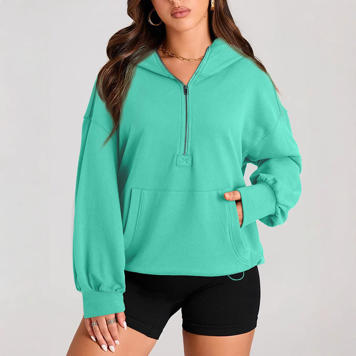 Damen Oversize-Halbzip-Hoodie mit Tunnelzug und Kängurutasche Echo Archiv