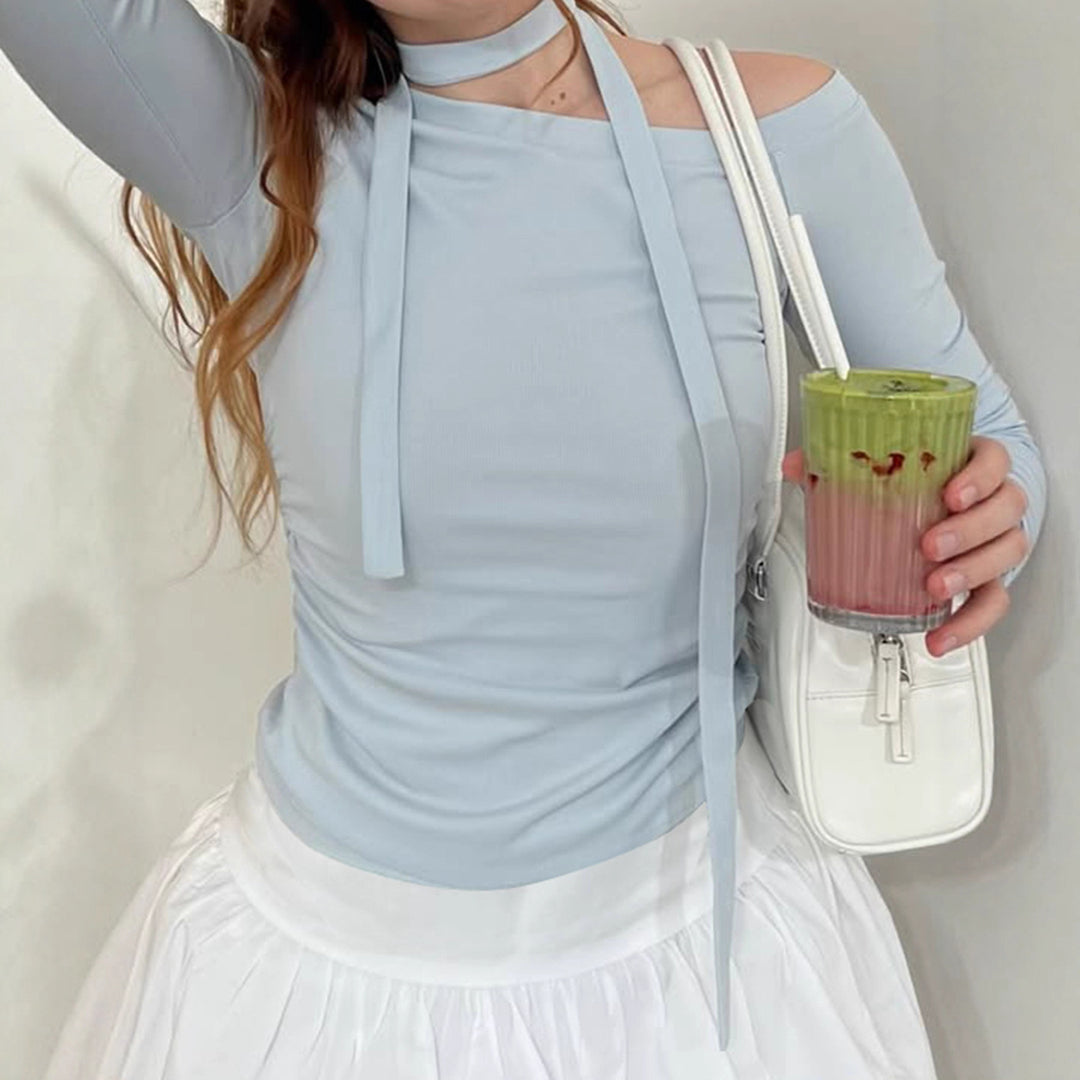 Damen Off-Shoulder Langarmoberteil mit verstellbarem Halsteil Echo Archiv