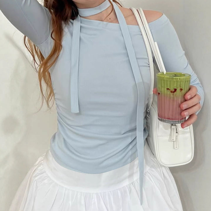 Damen Off-Shoulder Langarmoberteil mit verstellbarem Halsteil Echo Archiv