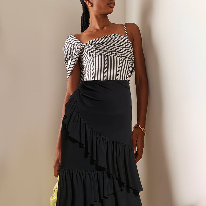 Damen One-Shoulder Badeanzug mit Volantrock Echo Archiv