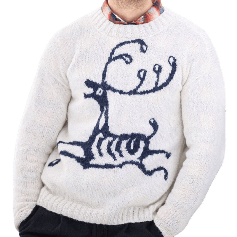 Herren Pullover mit festlichem Rentier-Motiv und hochwertiger Wollmischung Echoarchiv