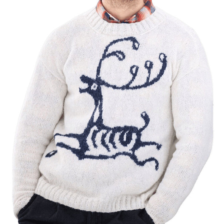 Herren Pullover mit festlichem Rentier-Motiv und hochwertiger Wollmischung Echoarchiv