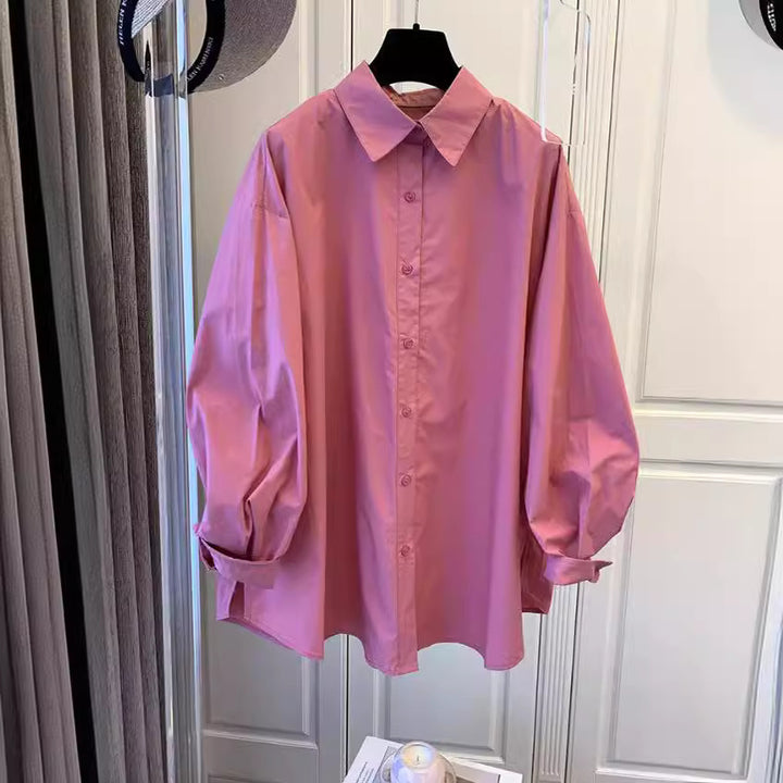Damen Lässige Baumwollbluse mit Puffärmeln Echoarchiv