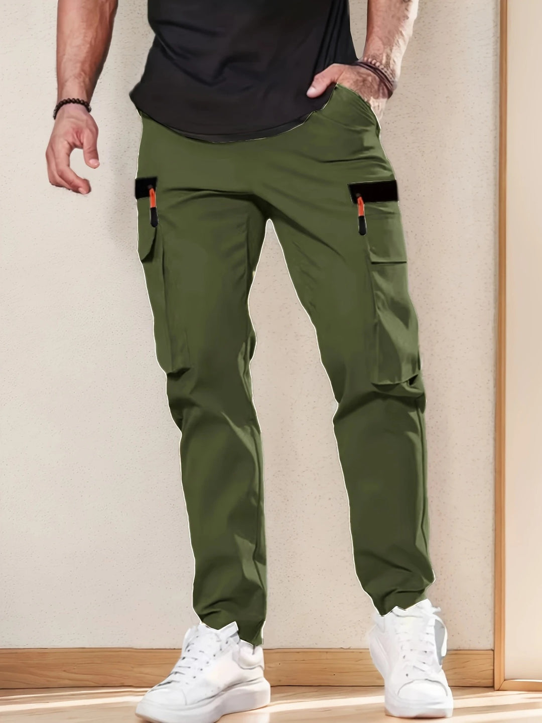 Herren Utility-Cargohose im Joggerstil mit elastischem Bund und Multifunktions-Taschen Echo Archiv