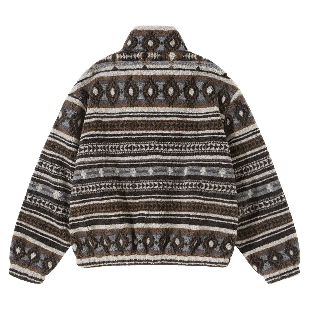 Unisex Kurzblouson aus Teddyfleece mit Ethno‑Muster und Stehkragen Echoarchiv