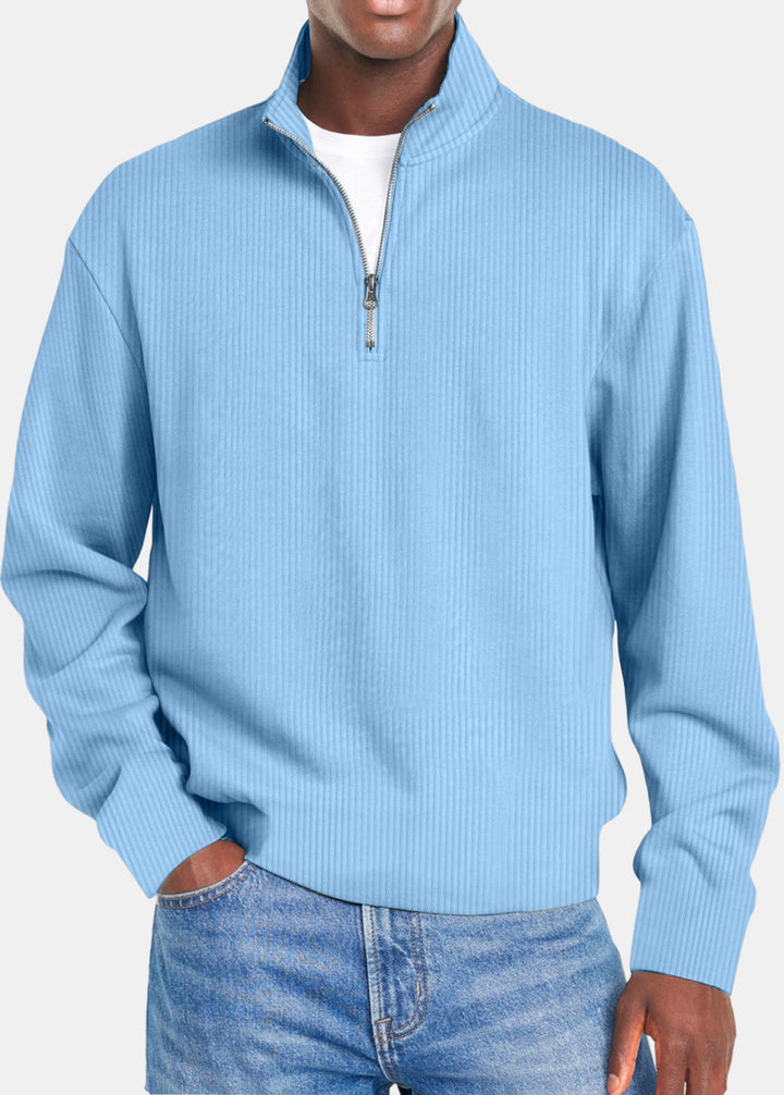 Herren nan gerippter Troyer-Pullover mit Halbzip und Stehkragen Echo Archiv
