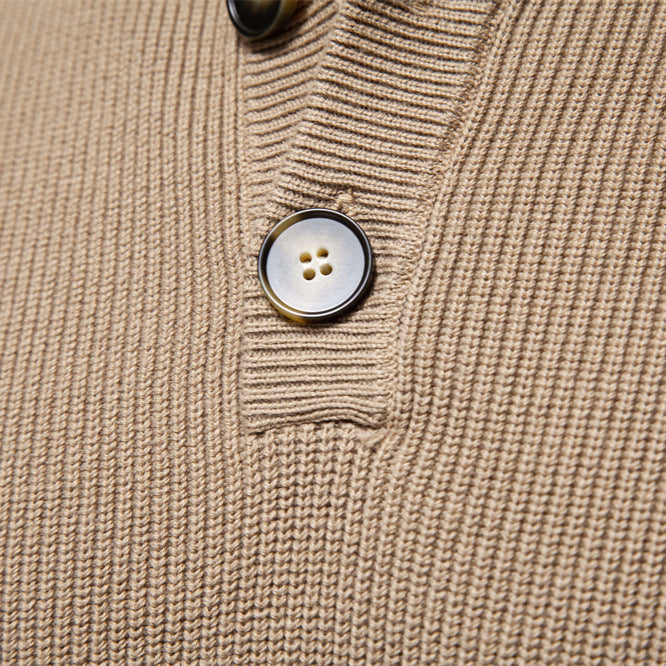 Herren Pullover mit Knopfleiste und strukturiertem Muster Echoarchiv