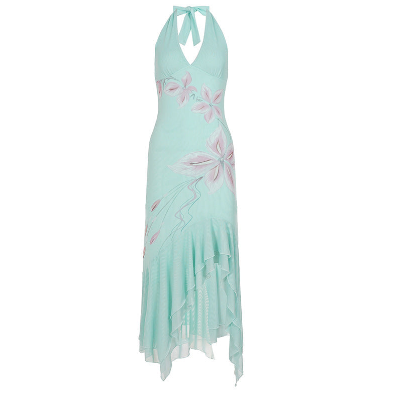 Damen Elegantes Maxikleid mit floralem Design und asymmetrischem Saum Echo Archiv