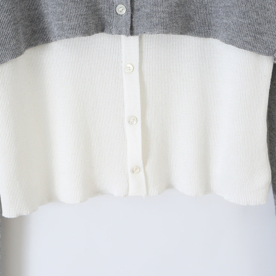 Damen Feinstrick-Bolero mit eingearbeitetem Hemd-Panel und Knopfdetails Echoarchiv