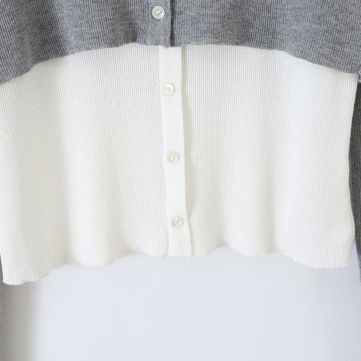 Damen Feinstrick-Bolero mit eingearbeitetem Hemd-Panel und Knopfdetails Echoarchiv