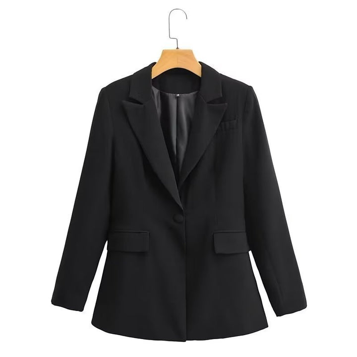 Damen Figurschmeichelnder Ein-Knopf-Blazer im modernen Oversize‑Cut mit Reverskragen und Pattentaschen Echo Archiv