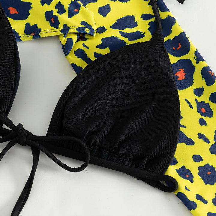 Damen Bikini-Set mit langärmligem Oberteil und modernem Animal-Print Echo Archiv