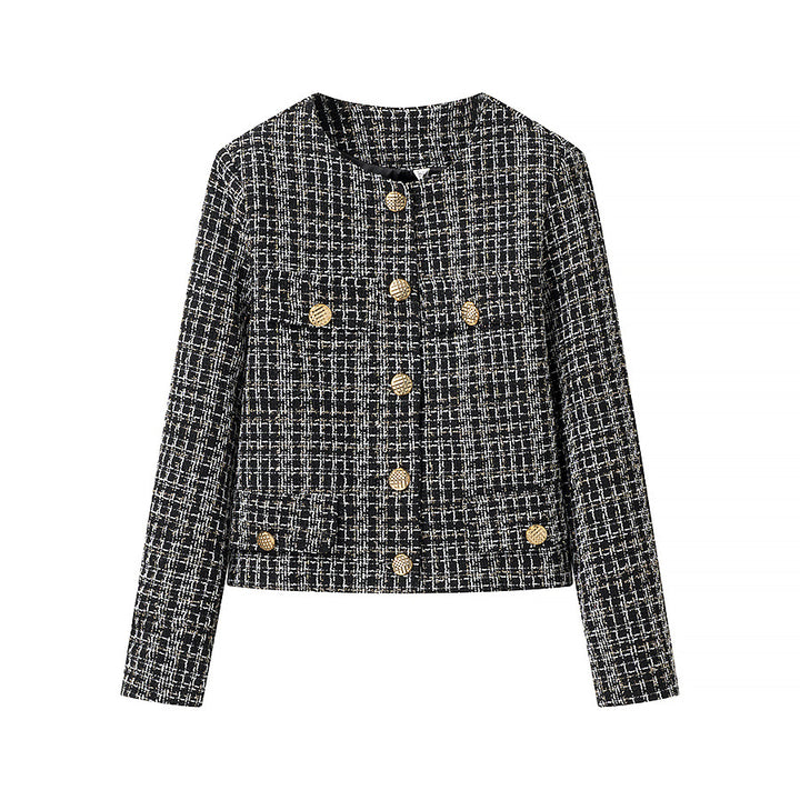Damen Bouclé-Tweed-Jacke mit Zierknöpfen und kastiger Cropped-Silhouette Echo Archiv
