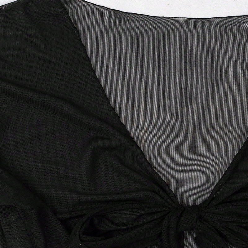 Damen Kurzarm-Crop-Top mit V-Ausschnitt und Bindeband Echo Archiv