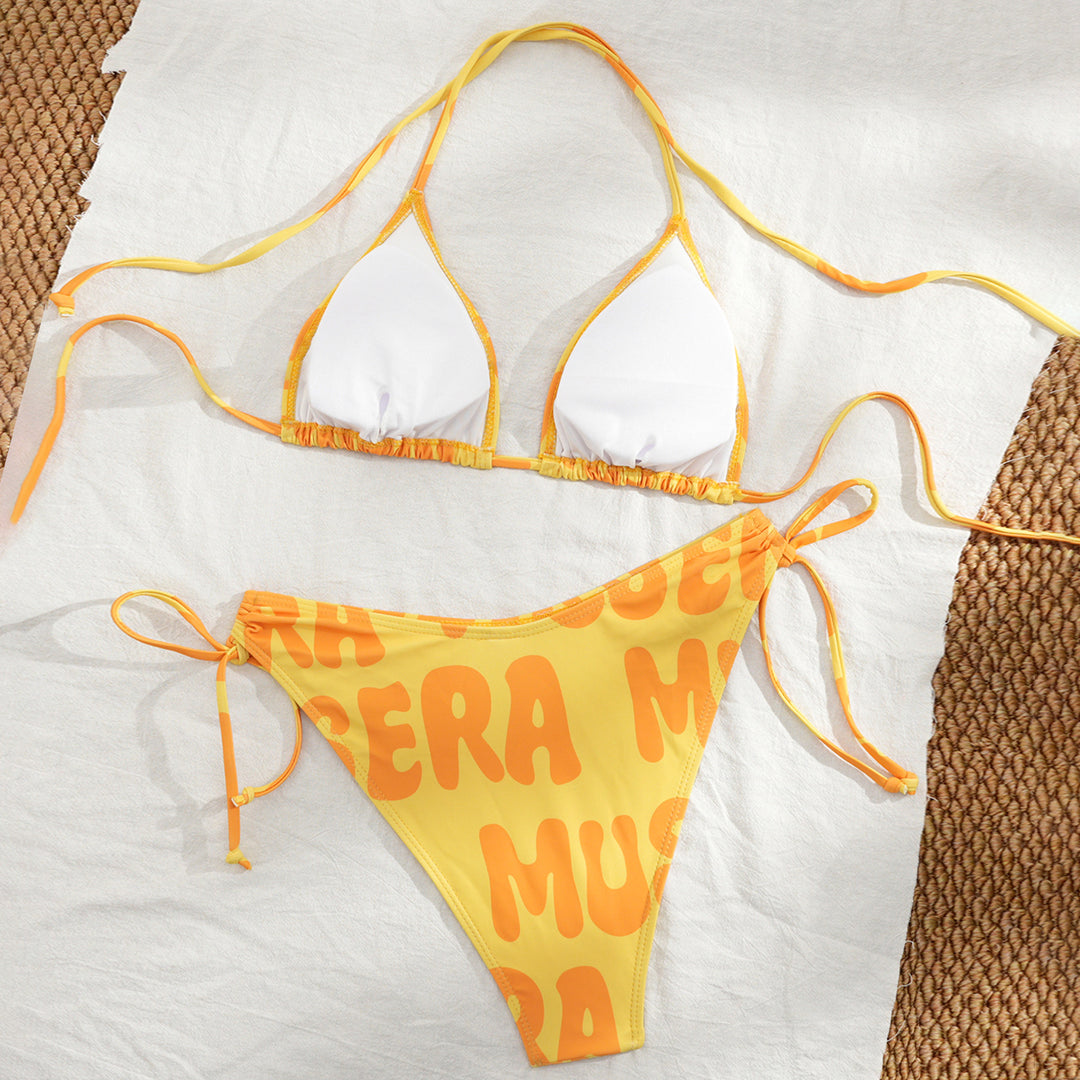 Damen Bikini-Set mit verspieltem Farbmuster und verstellbaren Bändern Echo Archiv