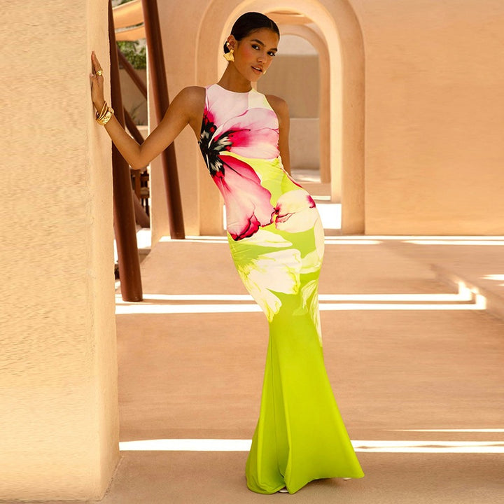 Damen Langarm Maxikleid mit floralem Design Echo Archiv
