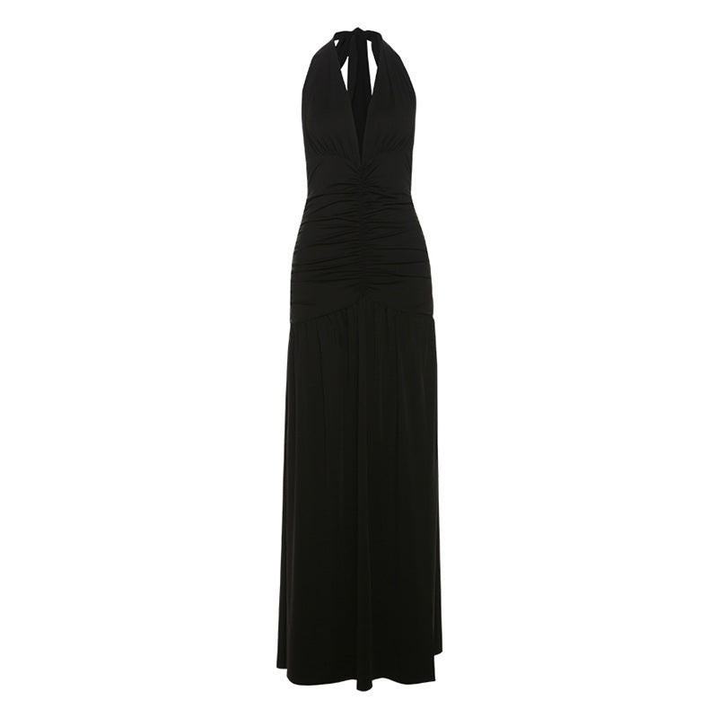 Damen Elegantes Maxikleid mit tiefem V-Ausschnitt und dekorativen Rüschendetails Echo Archiv