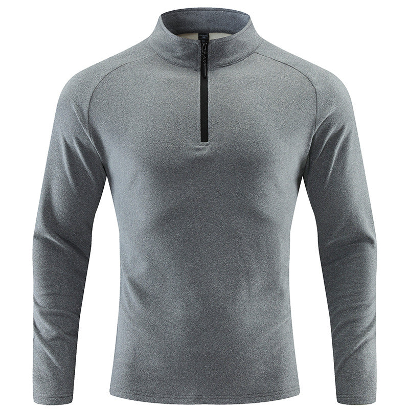 Herren Atmungsaktives Funktions-Langarmshirt mit Stehkragen und kurzem Reißverschluss Echoarchiv