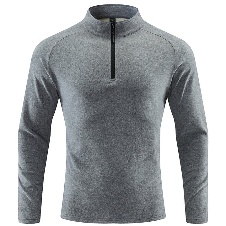 Herren Atmungsaktives Funktions-Langarmshirt mit Stehkragen und kurzem Reißverschluss Echoarchiv