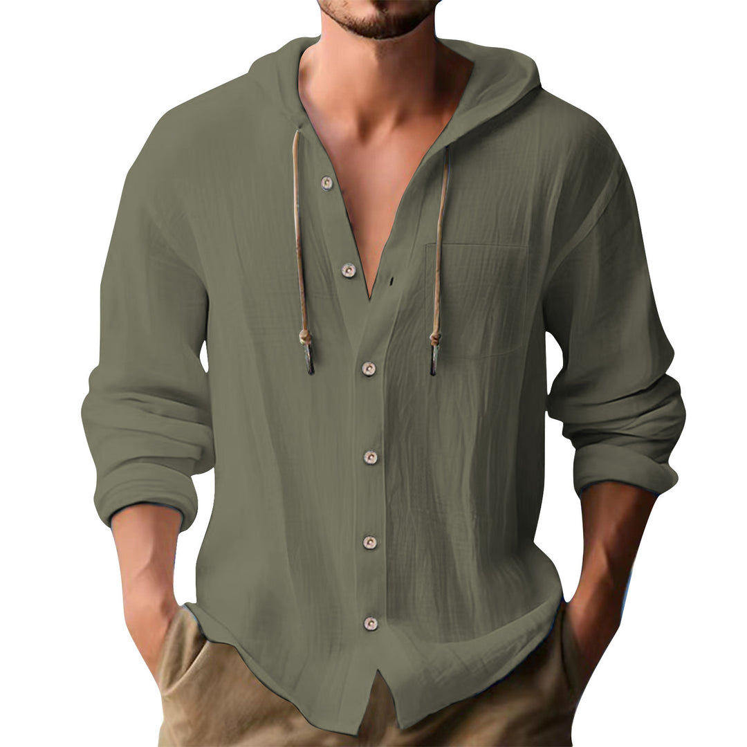 Herren lässiges Kapuzenshirt mit Knopfleiste und praktischen Taschen Echoarchiv